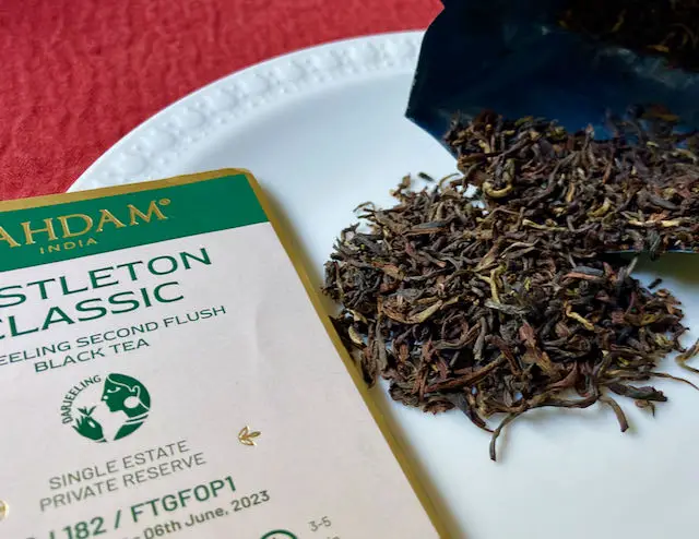 Packet of tea from Castleton Tea Estate, Darjeeling, India.